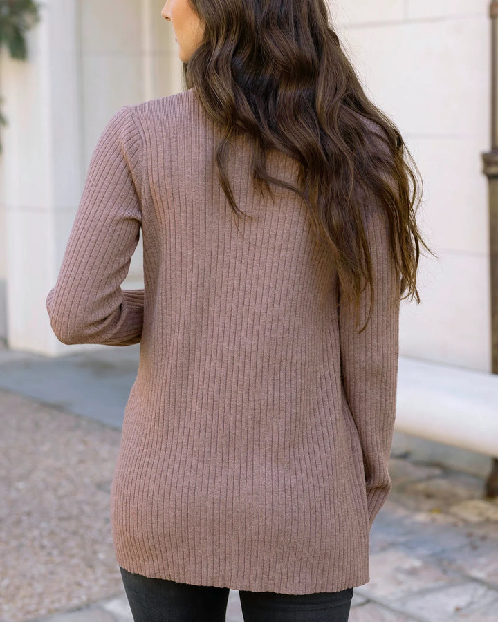 Grace and Lace | Ribbed Knit Cardigan | Latte