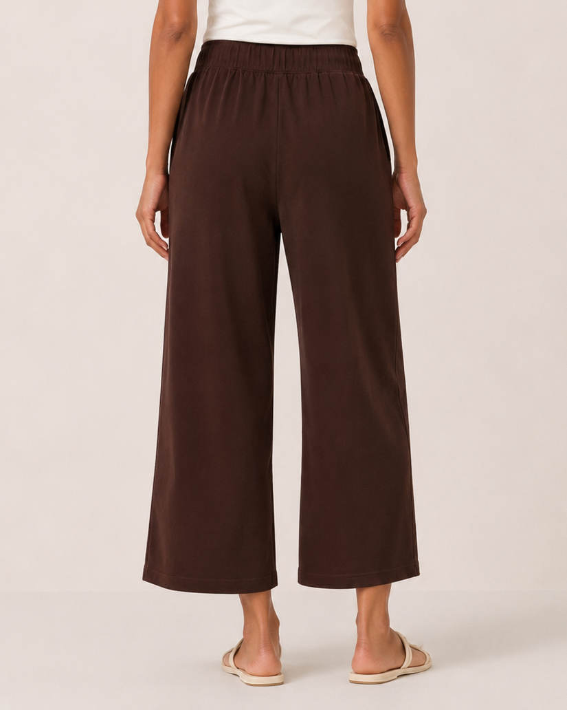 Grace and Lace | Weekend Ease Wide Leg Crop Pant | Brown