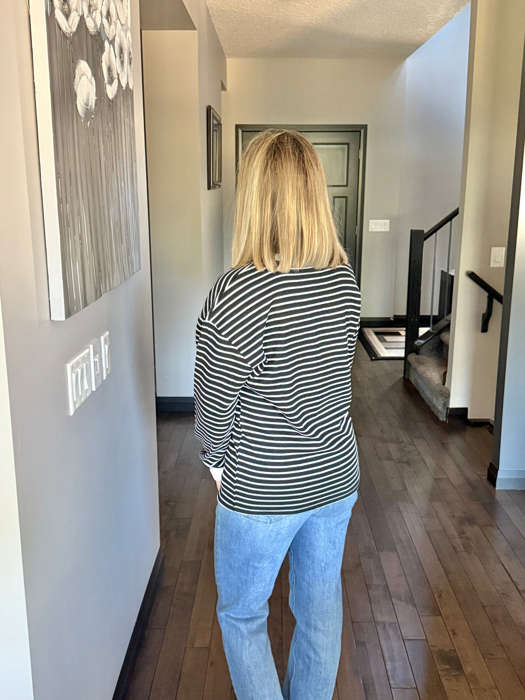 Michelle Mae | Lola Striped Thermal Top | Black