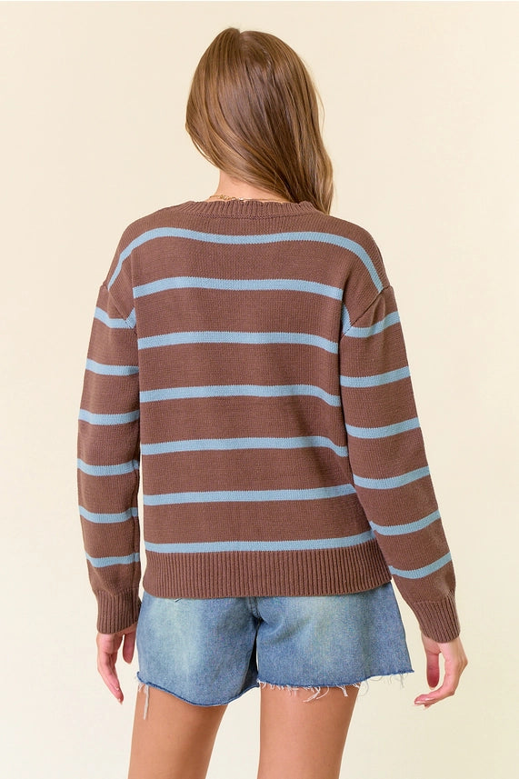 Lindy Scallop Neck Striped Sweater