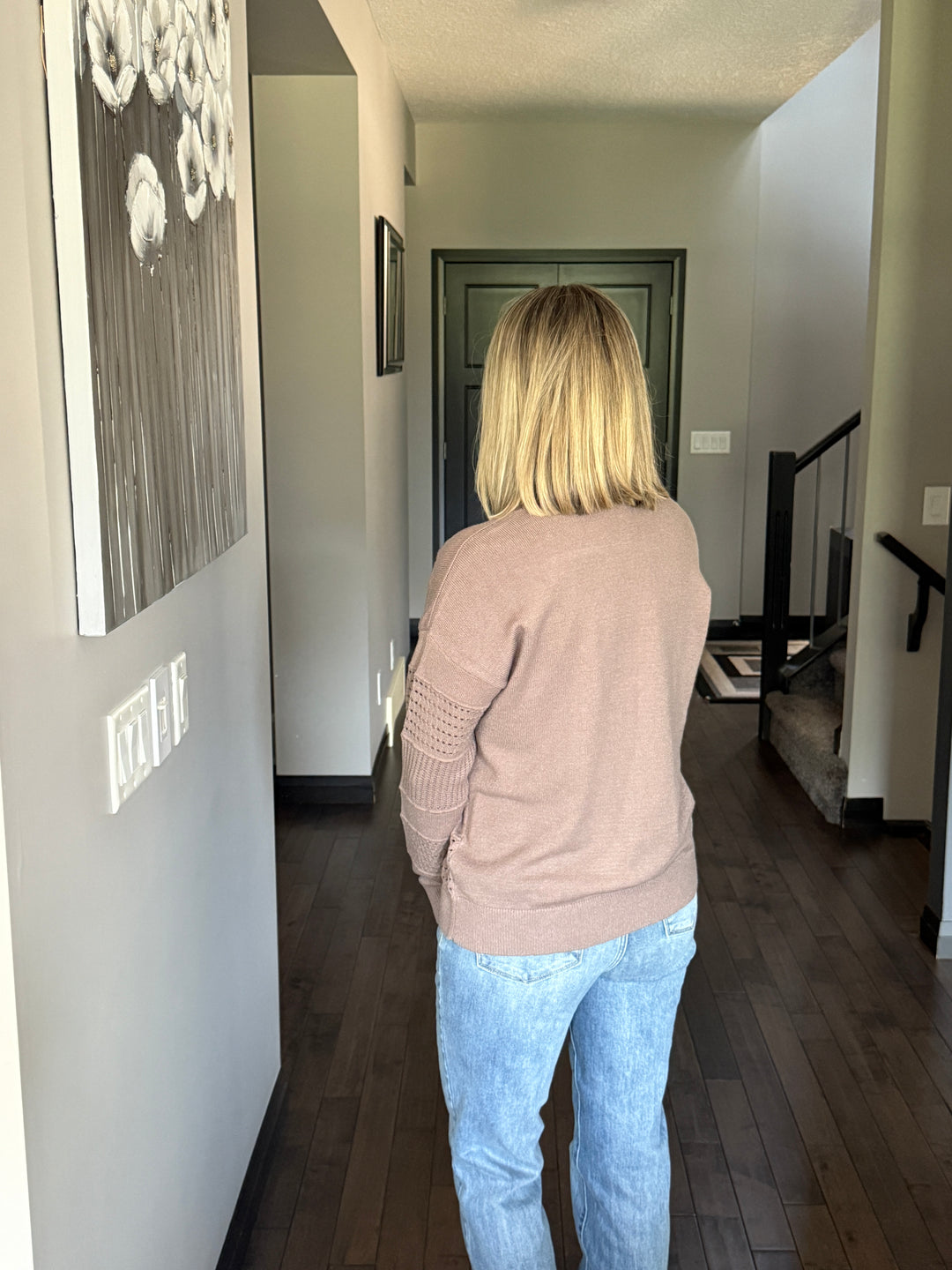 Pointelle Striped Sweater | Dark Mocha