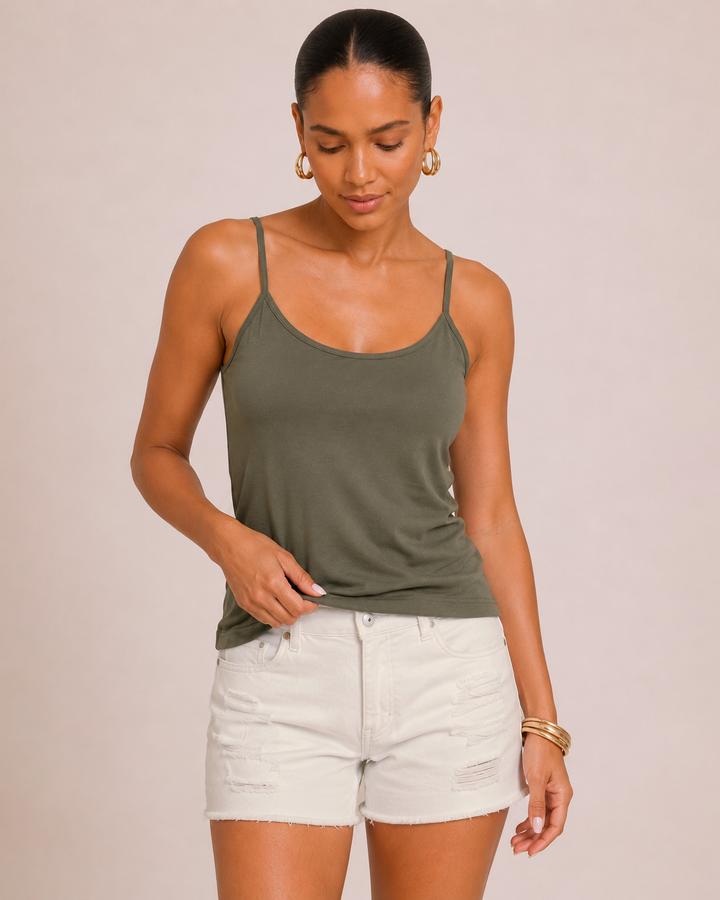 Grace and Lace | Flawless Fit Spaghetti Strap Tank | Olive