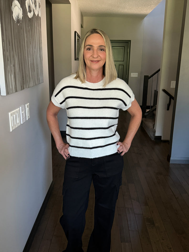 Michelle Mae | Striped Sweater Top | Ivory