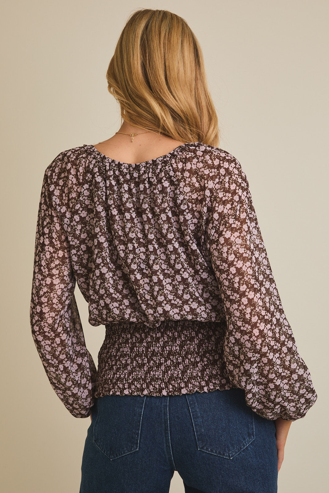 Gemma Smocked Waist Ditsy Top