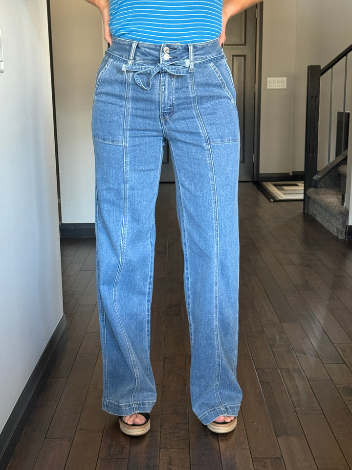 Vervet | Joni Tie Waistband Wide Leg Jeans