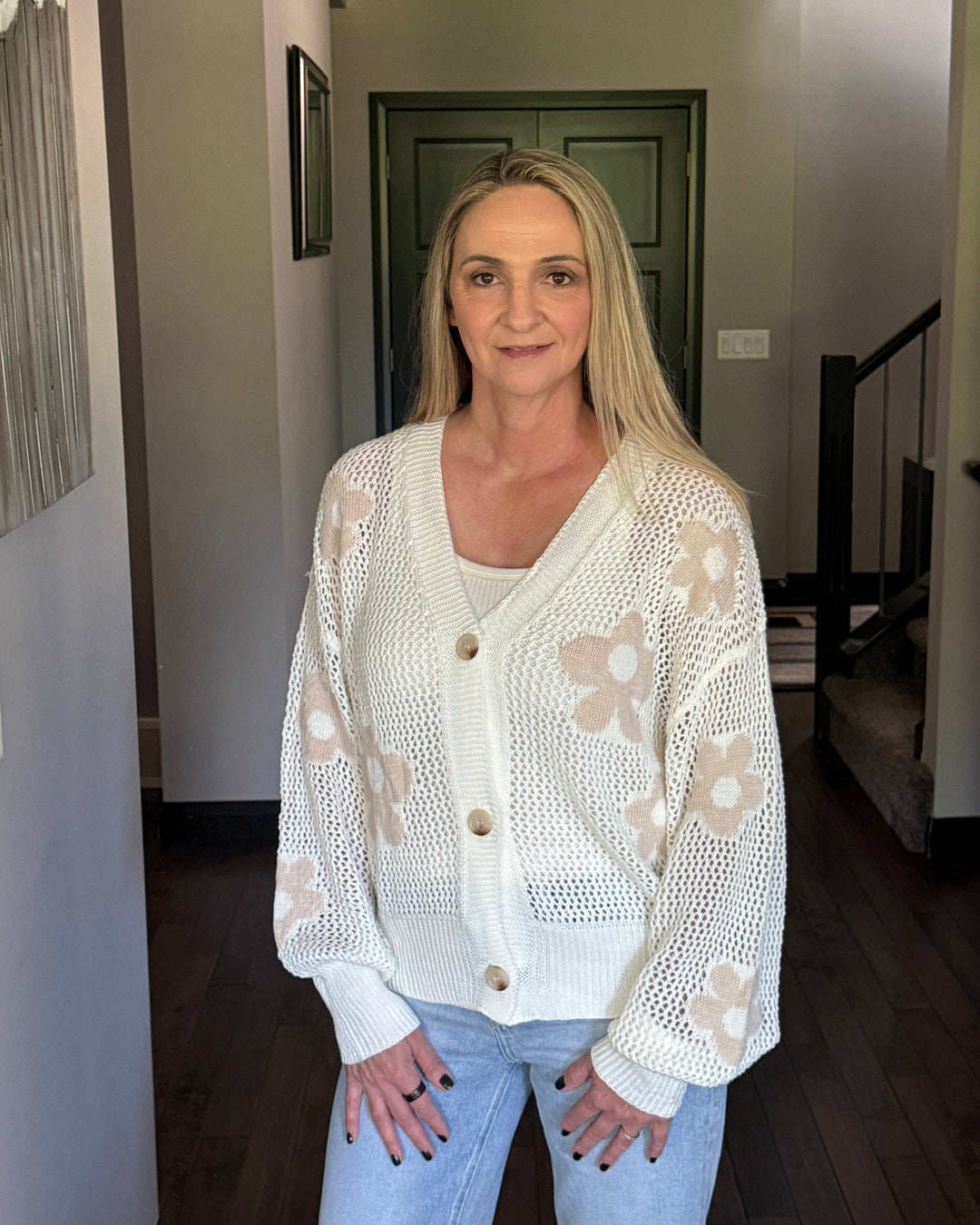 Lina Floral Crochet Cardigan | Ivory
