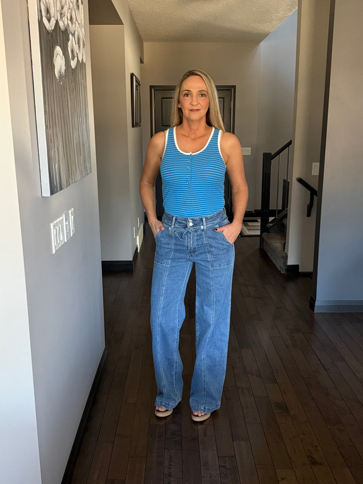Vervet | Joni Tie Waistband Wide Leg Jeans