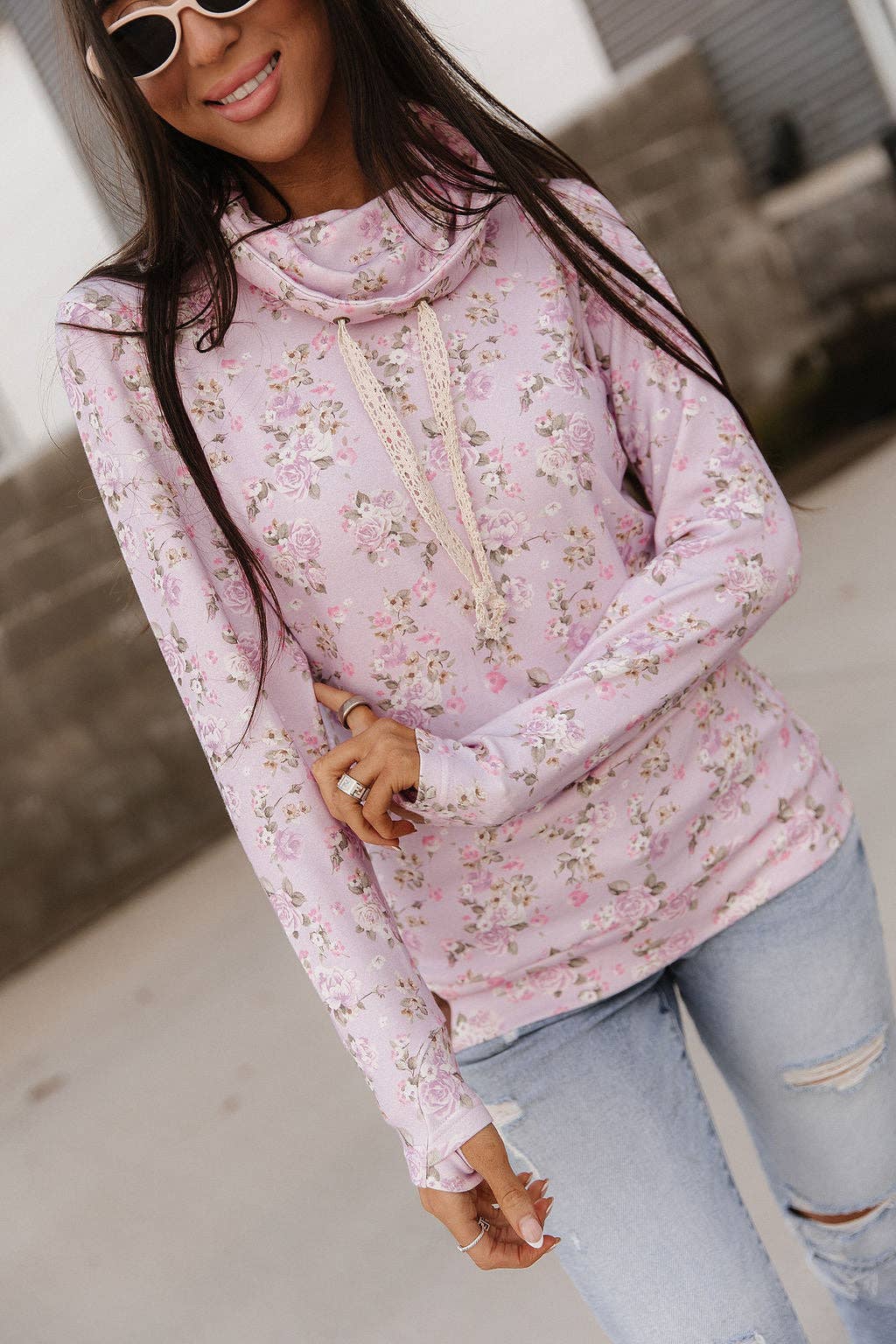 Ampersand Ave | CowlNeck Sweatshirt | Lavender Rose