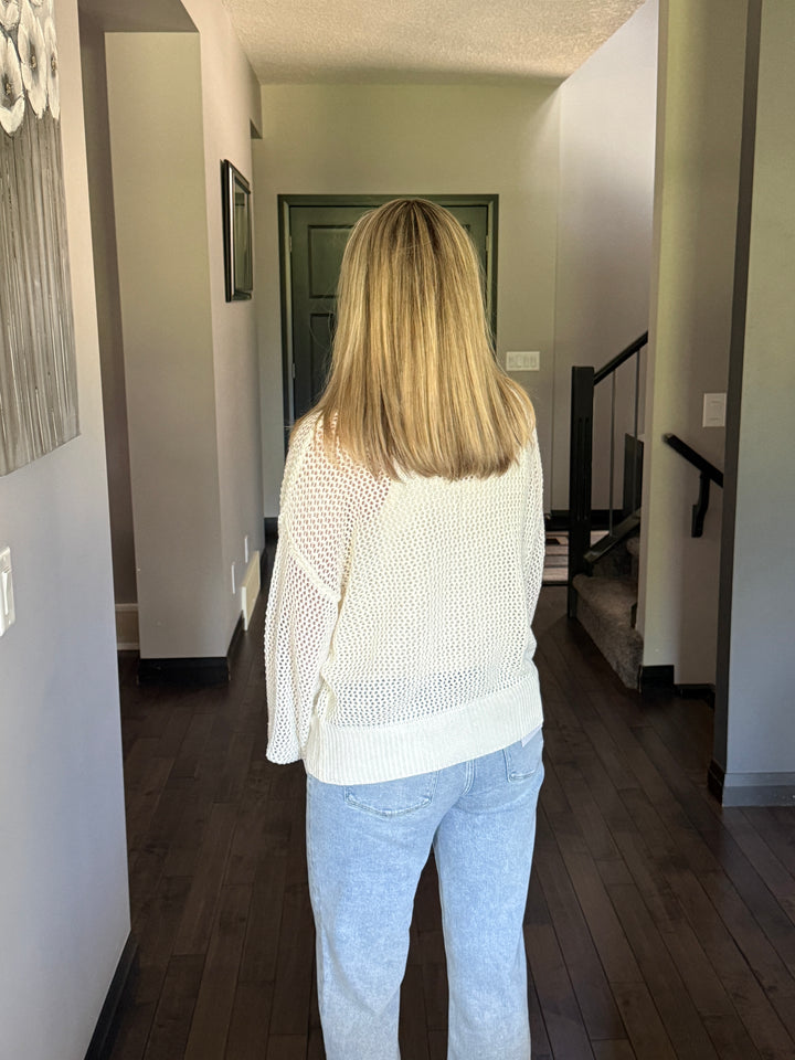 Lina Floral Crochet Cardigan | Ivory