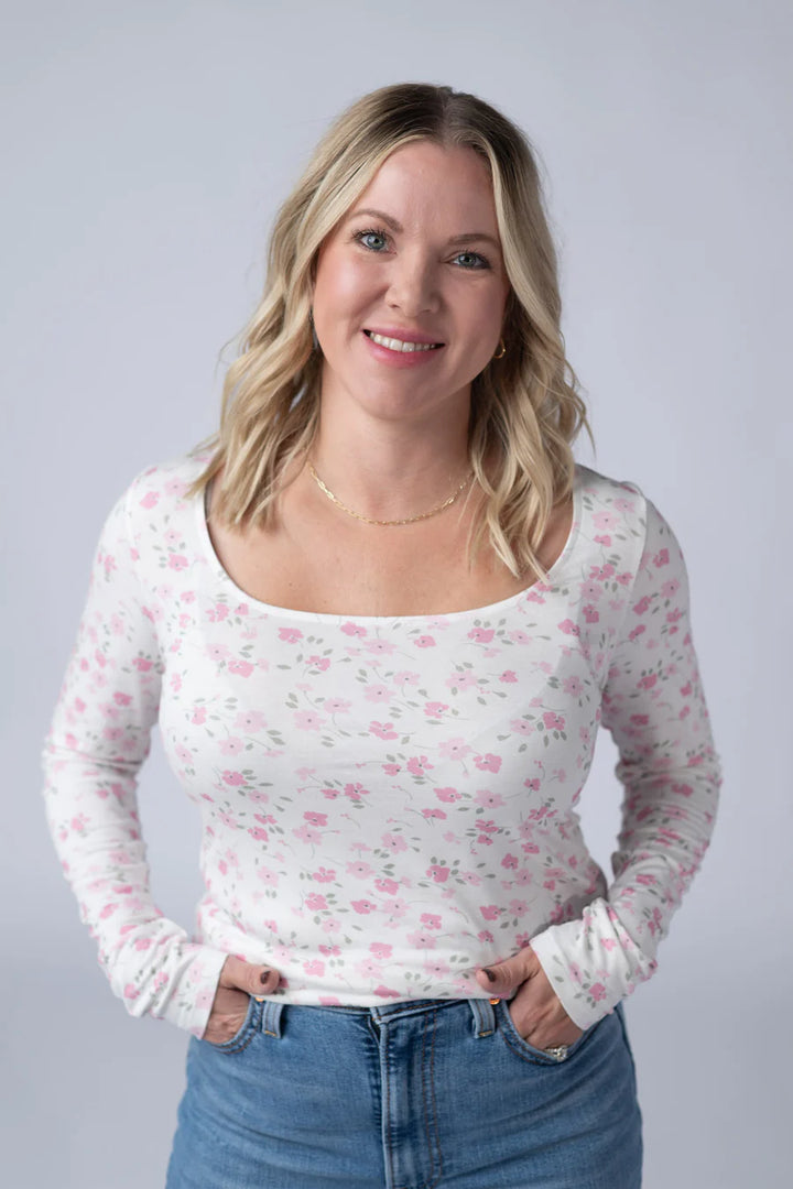 Michelle Mae | Alyssa Long Sleeve Top | Pretty In Pink Floral
