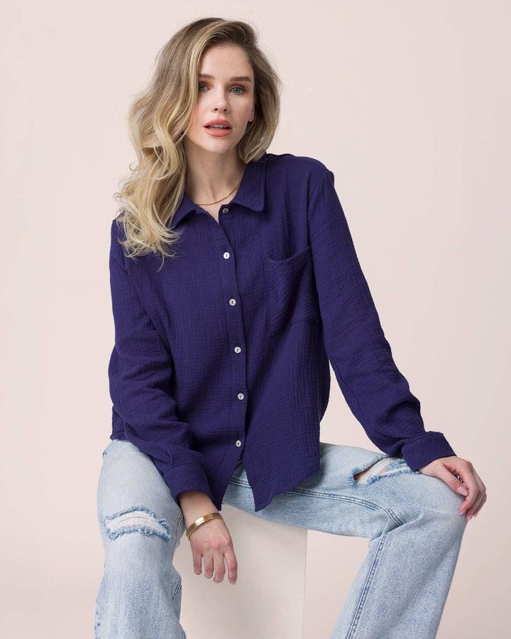 Grace and Lace | Effortless Button-Up | Navy
