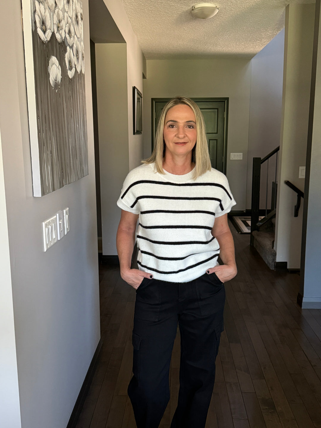 Michelle Mae | Striped Sweater Top | Ivory