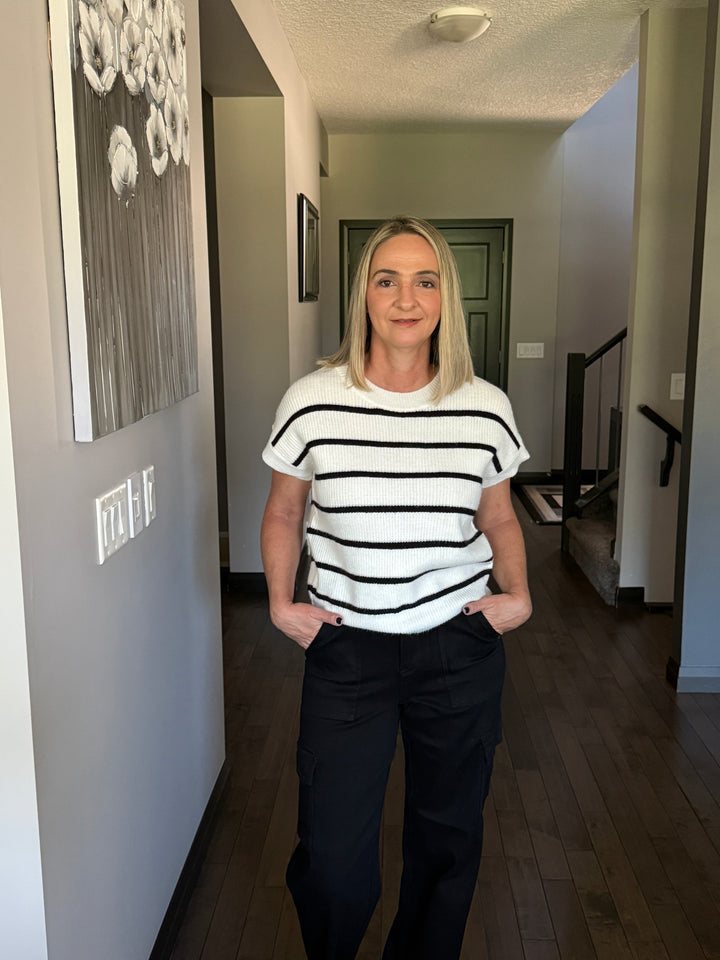 Michelle Mae | Striped Sweater Top | Ivory