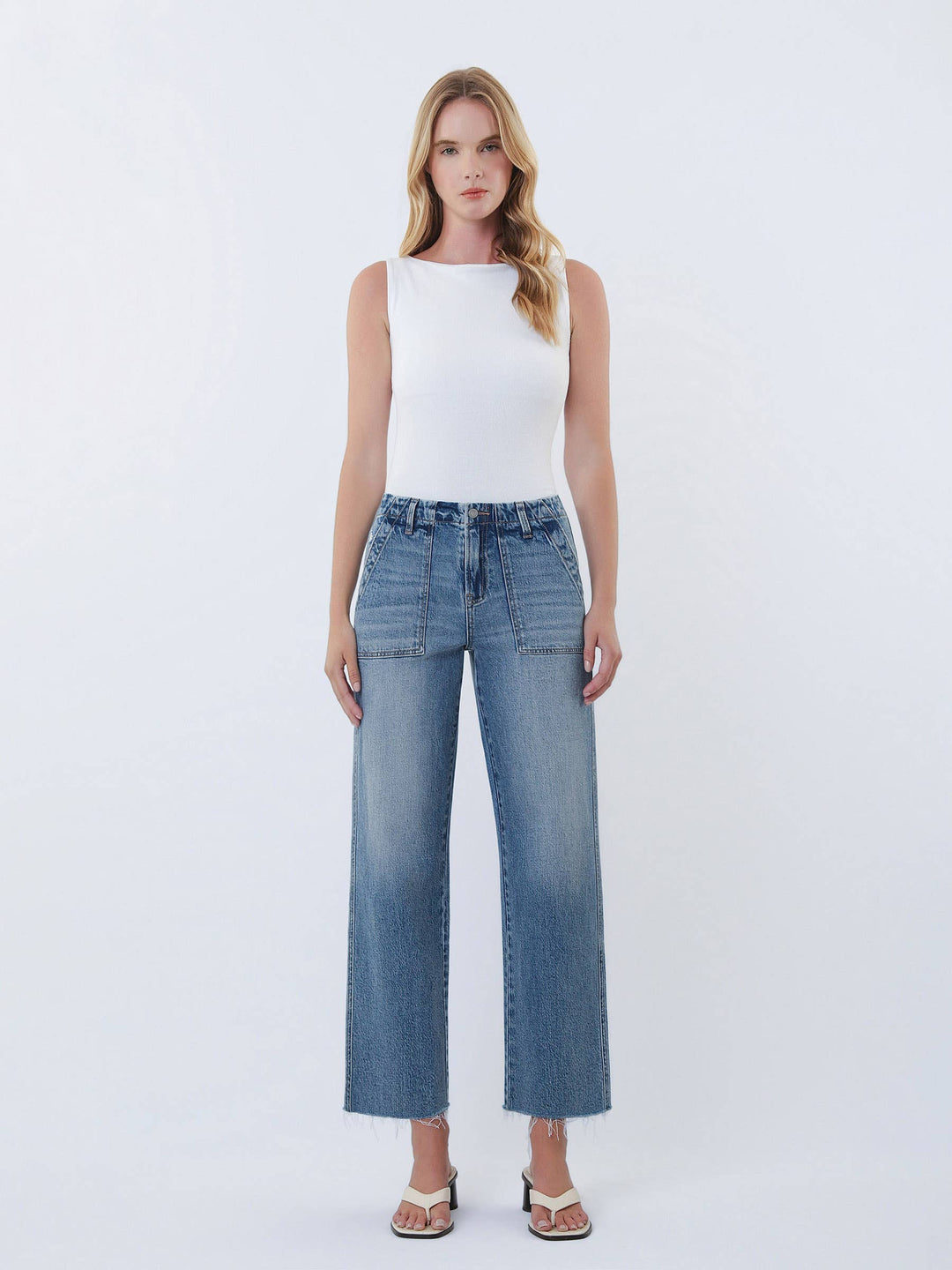 Vervet | Patch Pocket Slim Wide Leg Jeans