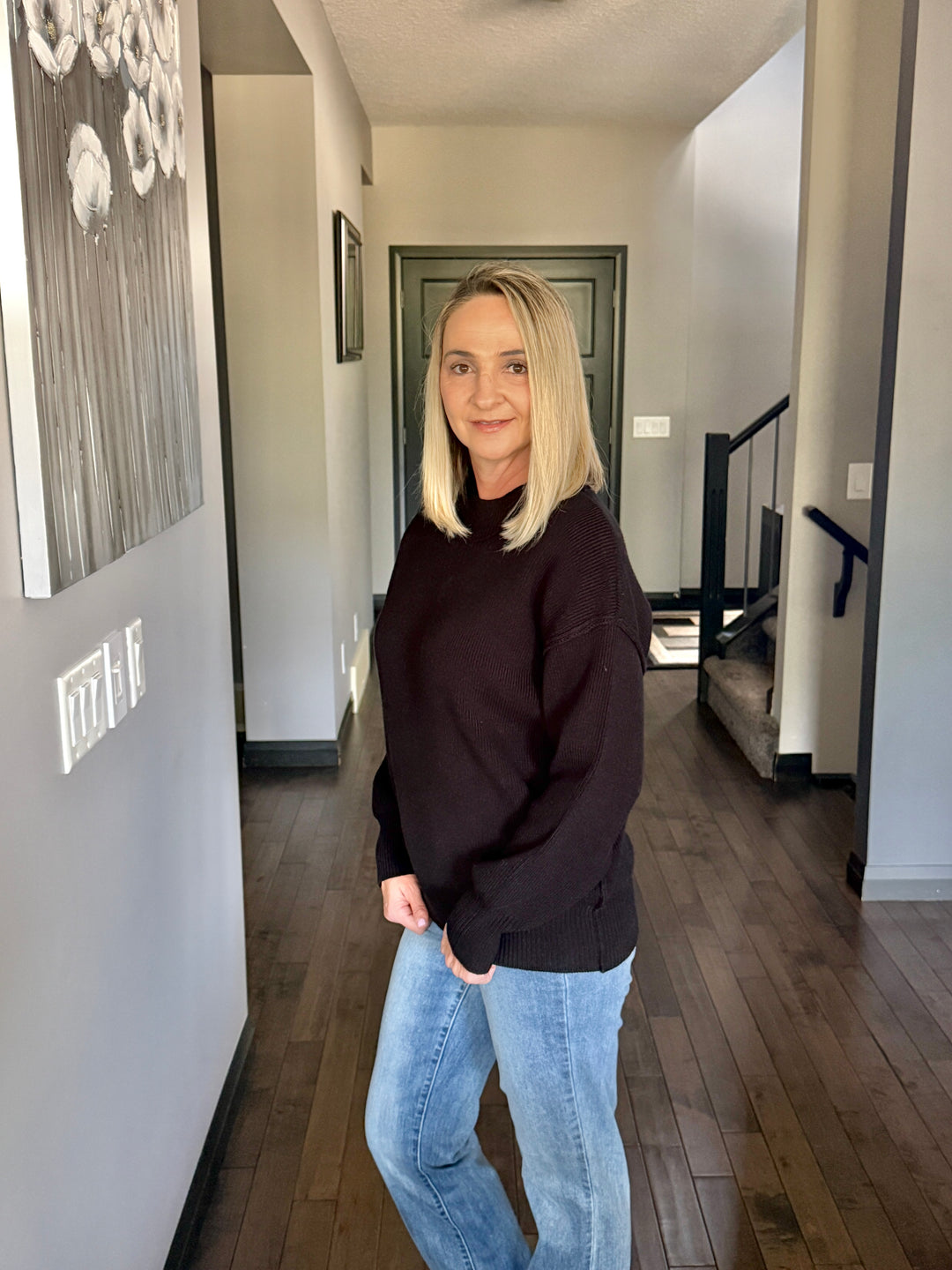 Danny Drop Shoulder Sweater | Black