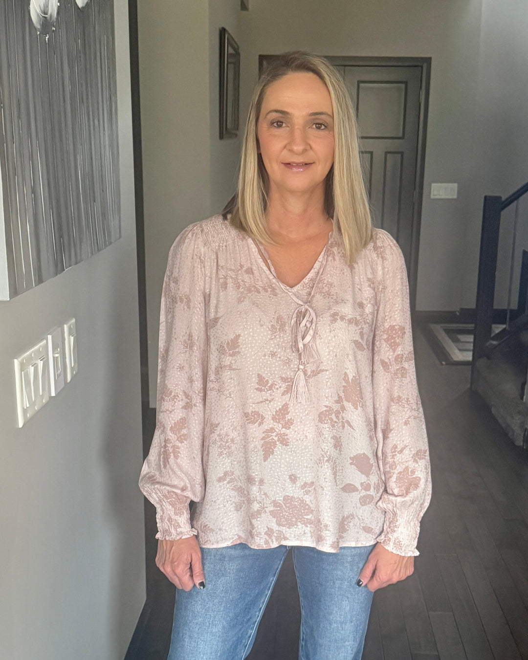 Hazy Smocked Sleeve Top