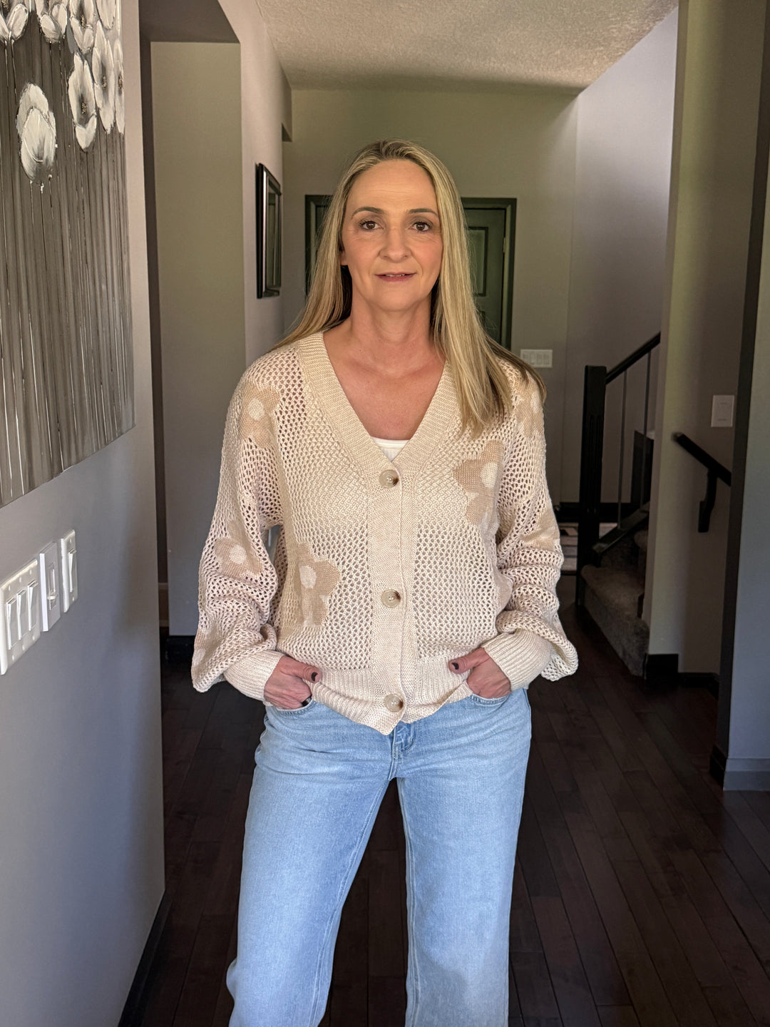 Lina Floral Crochet Cardigan | Oatmeal