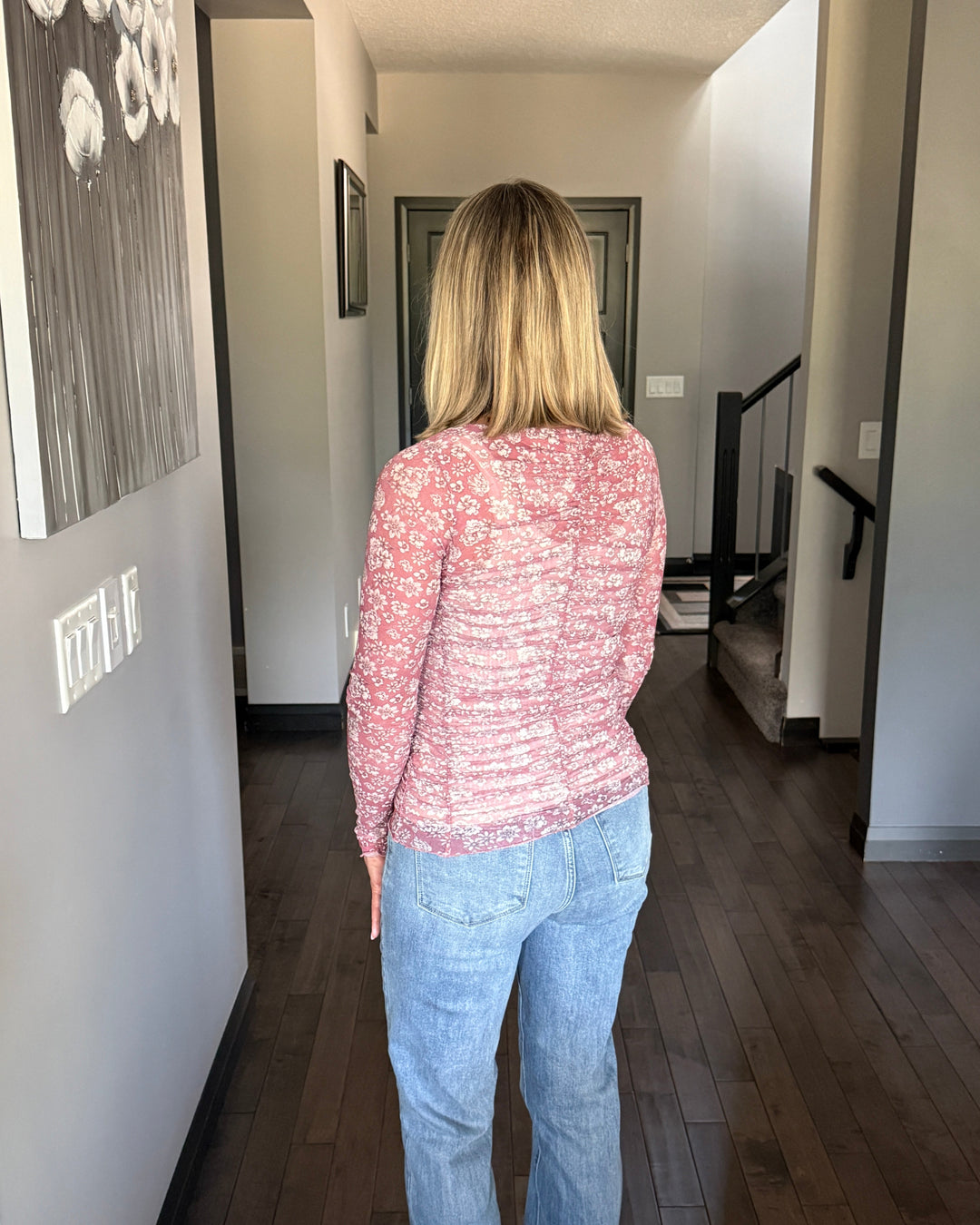 Madison Mesh Top | Rose Floral