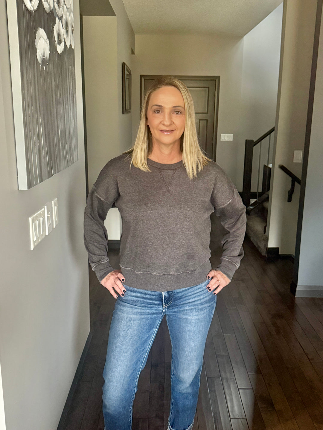 Burned Out Crew Neck Pullover | Black