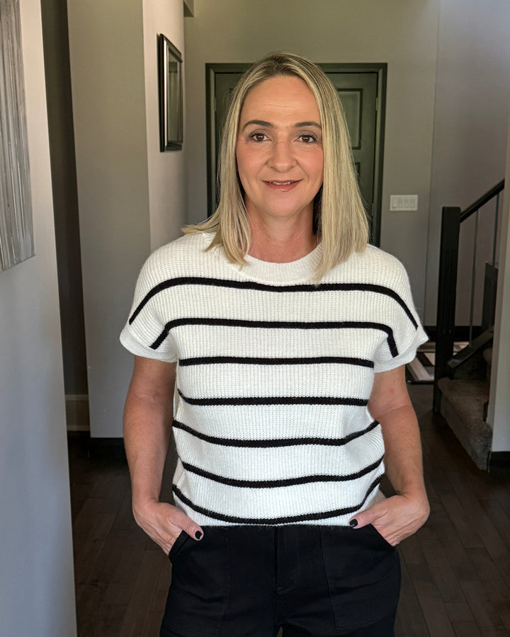 Michelle Mae | Striped Sweater Top | Ivory