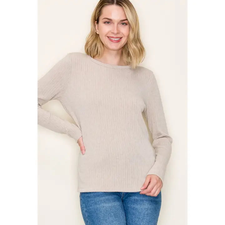 Classic Ribbed Pullover | Taupe