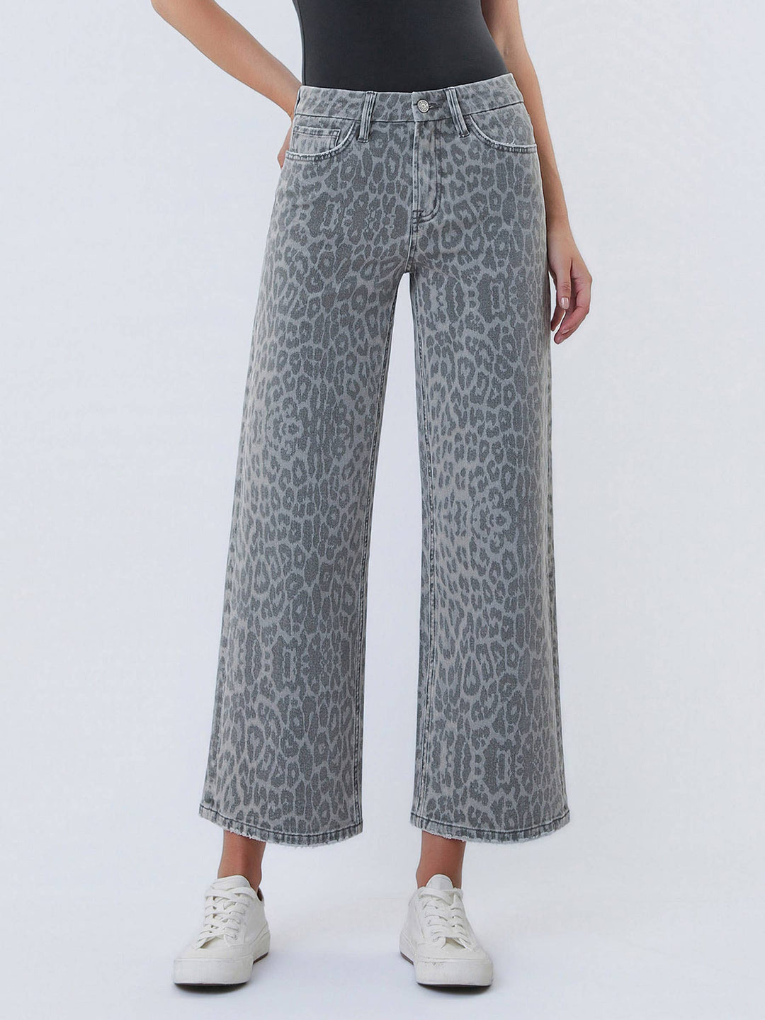 Vervet | Crop Wide Leg Leopard Jeans