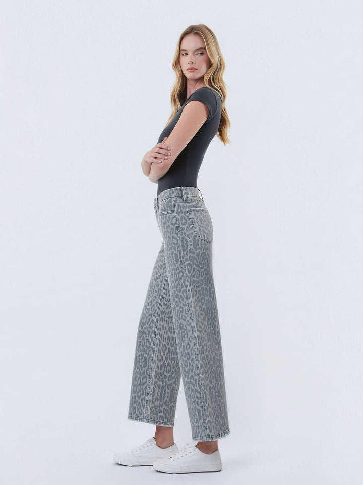 Vervet | Crop Wide Leg Leopard Jeans