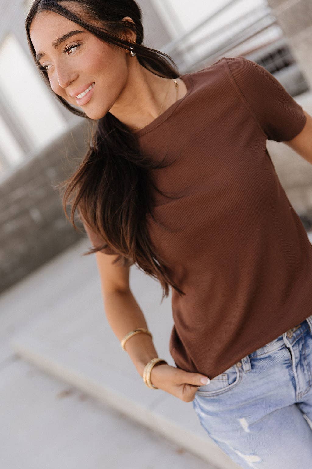 Ampersand Ave | Ribbed Lulu Tee | Coffee