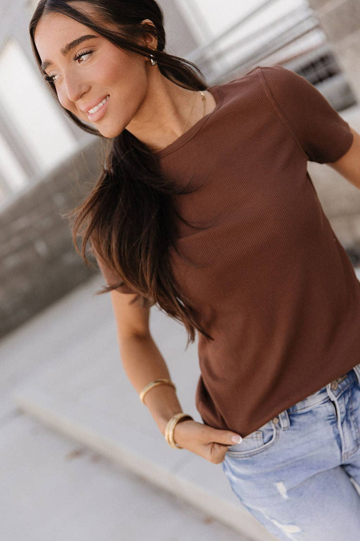 Ampersand Ave | Ribbed Lulu Tee | Coffee