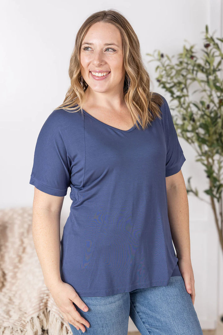 Michelle Mae | Bamboo V-Neck Tee | Blue