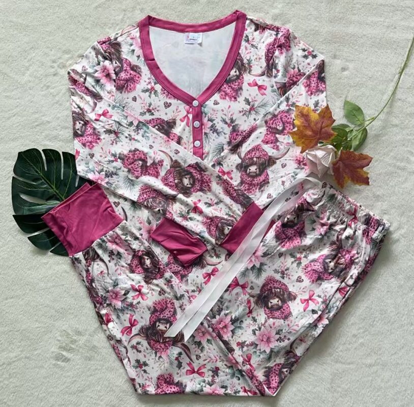 PREORDER  Shirley & Stone | PJ Jogger Set | Pink Cow - ETA END NOV