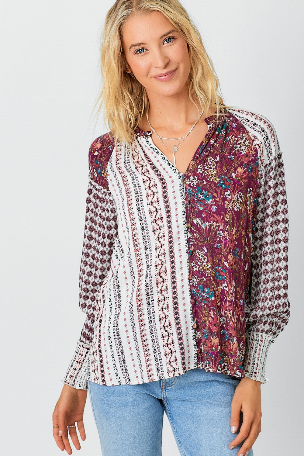 Cassie Mixed Printed Blouse