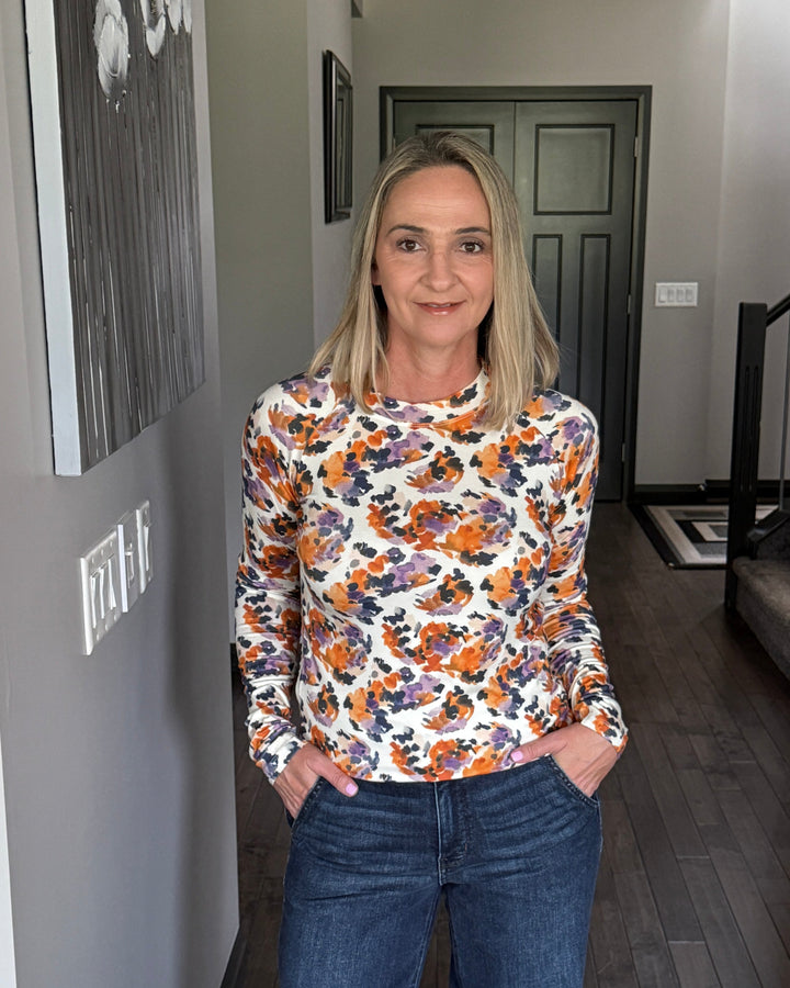 Michelle Mae | Blair Long Sleeve Top | Autumn Purple Abstract