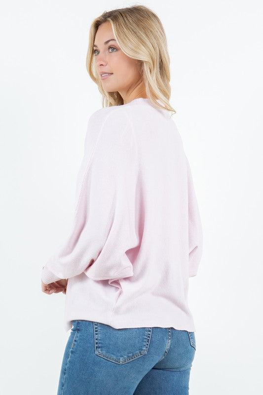 Dreamers Cozy Dolman Cardigan | Heather Pale Pink