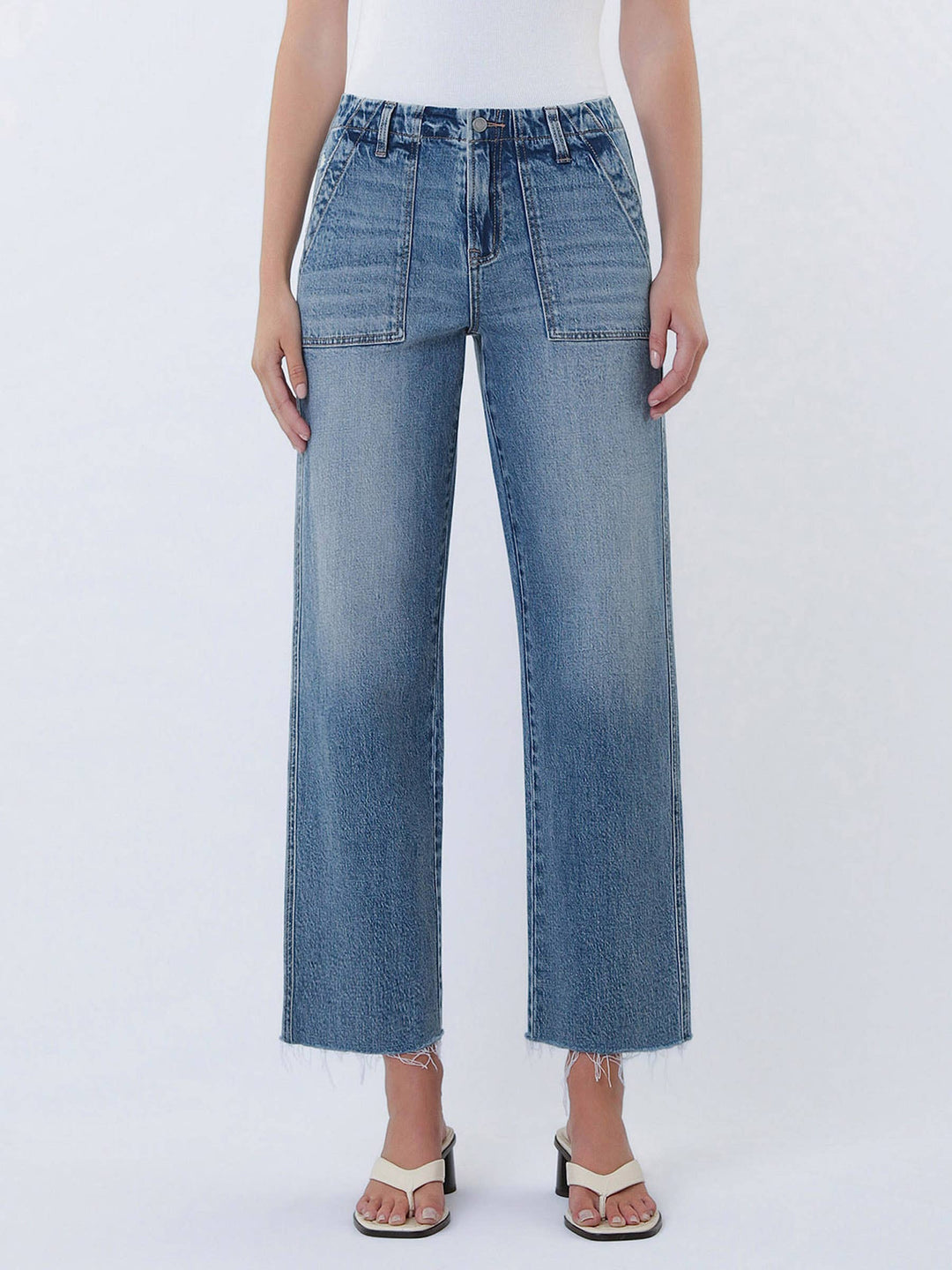 Vervet | Patch Pocket Slim Wide Leg Jeans