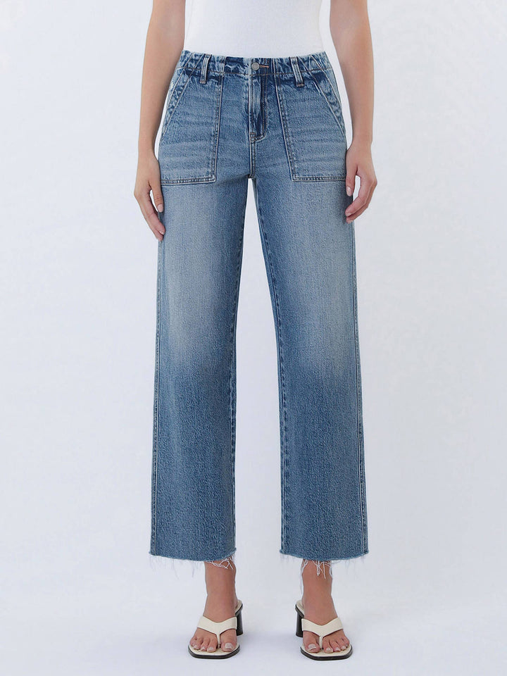 Vervet | Patch Pocket Slim Wide Leg Jeans