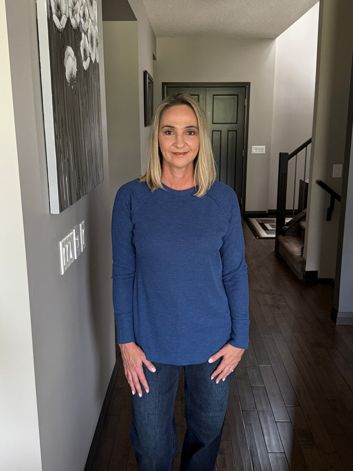 Bryn Baby Waffle Long Sleeve Tee | Light Navy