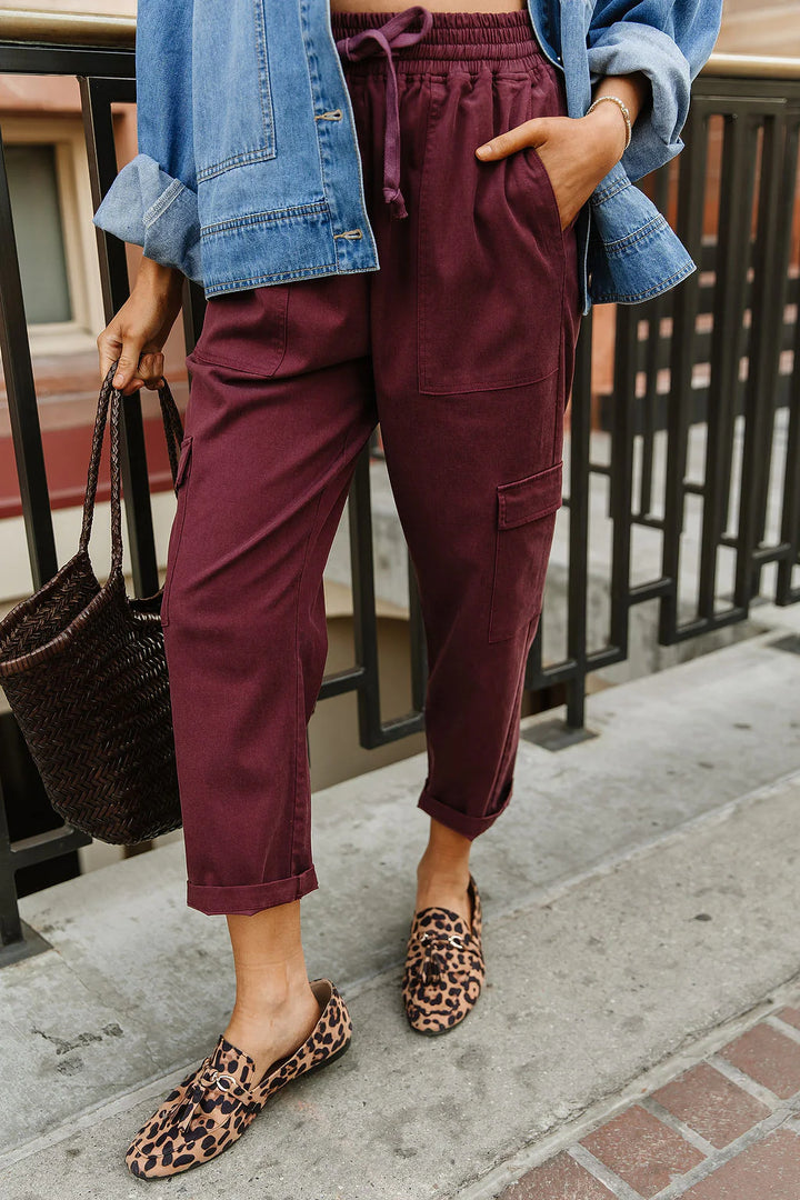 Ampersand Ave | Cargo Cutie Crop Pant | Wine
