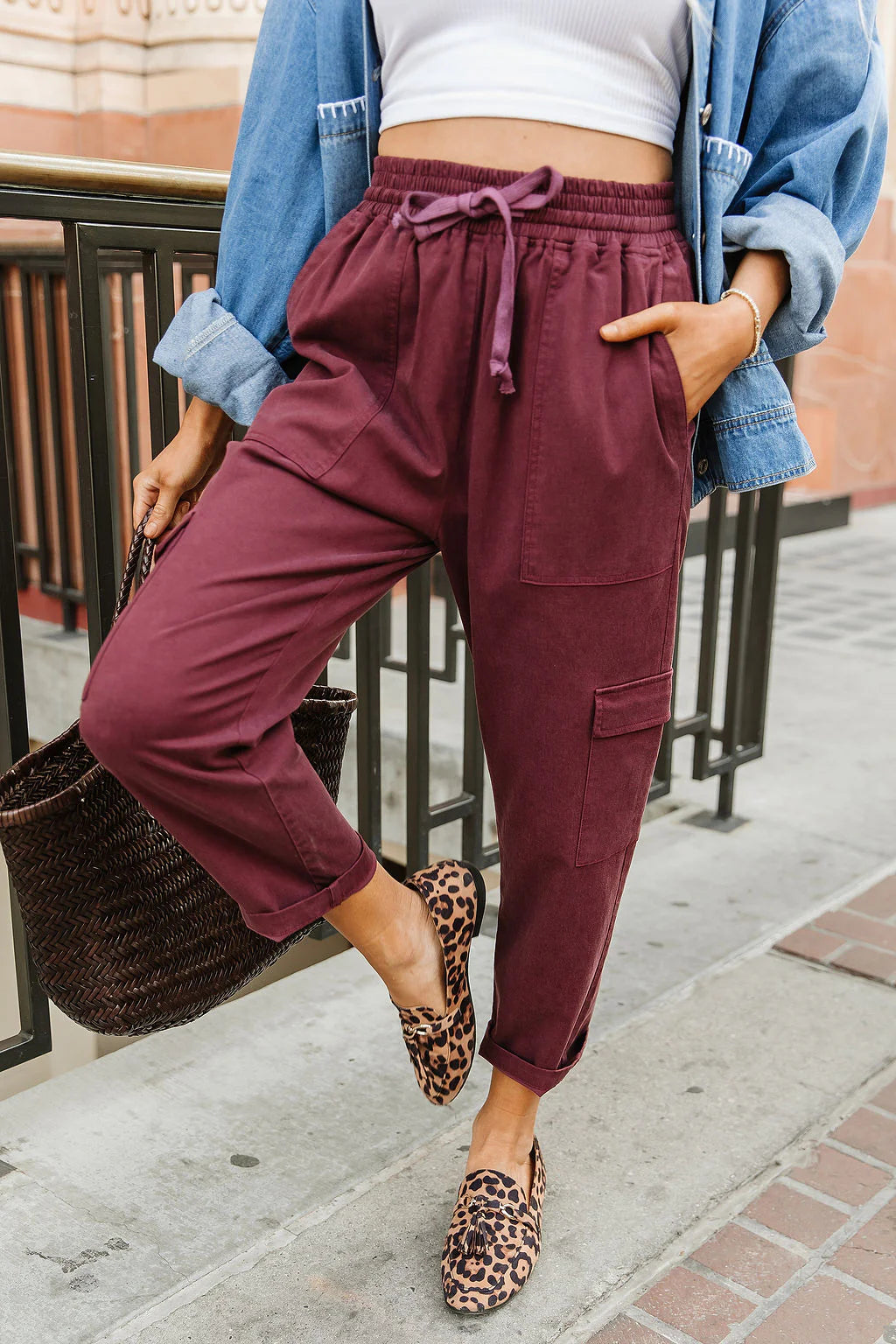 Ampersand Ave | Cargo Cutie Crop Pant | Wine