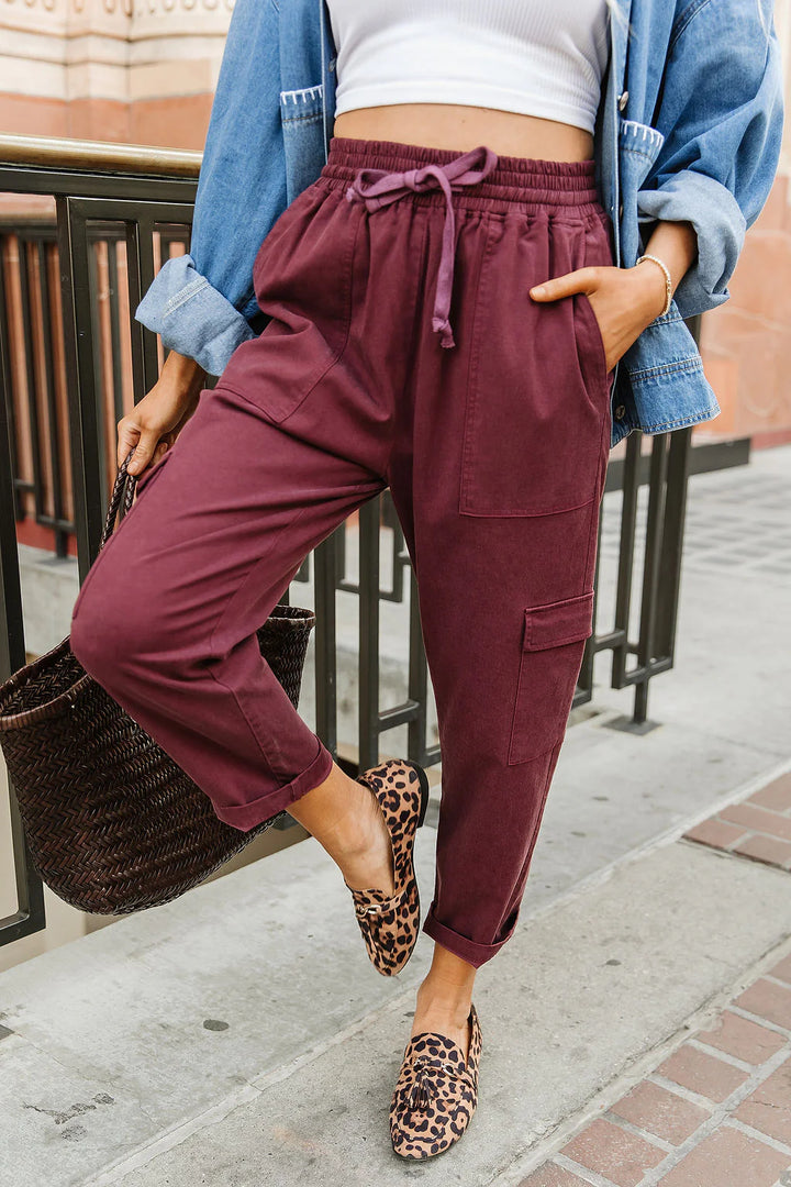 Ampersand Ave | Cargo Cutie Crop Pant | Wine