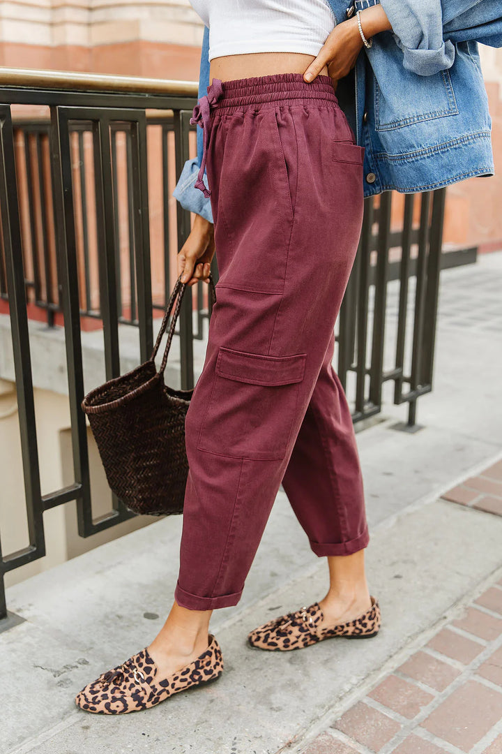 Ampersand Ave | Cargo Cutie Crop Pant | Wine