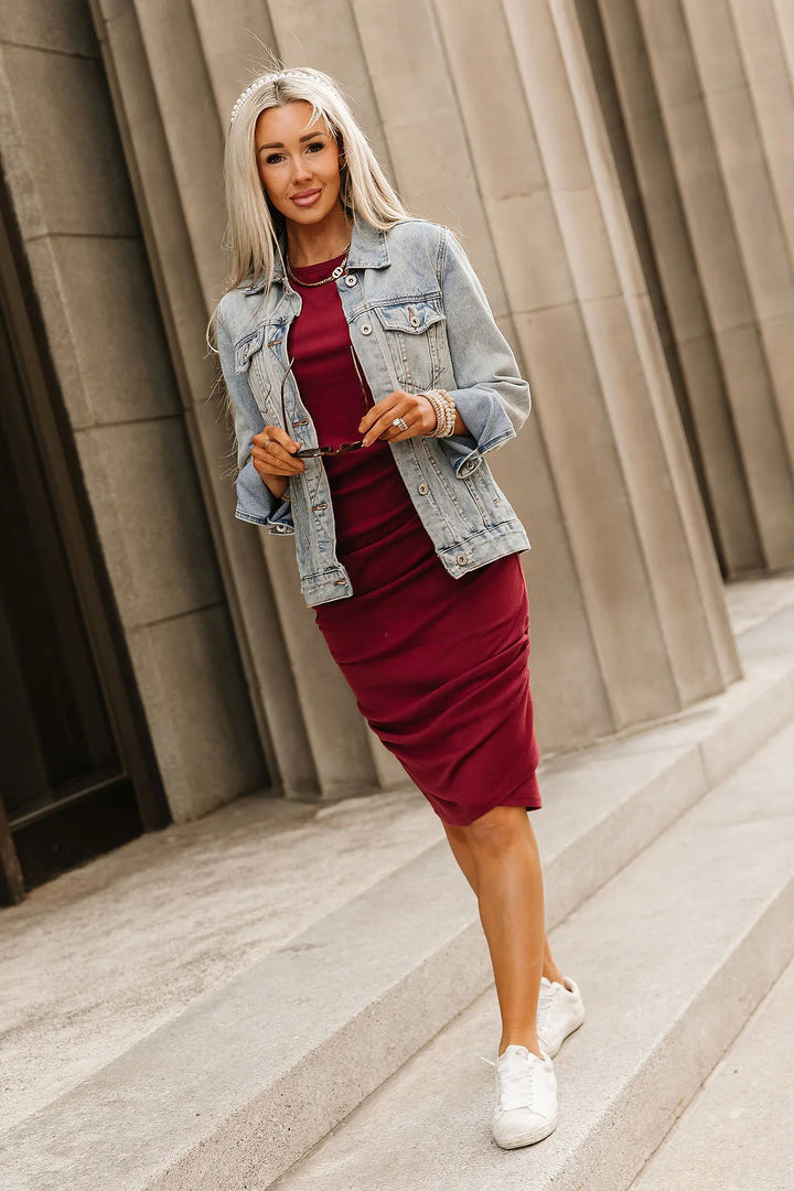 PREORDER  Ampersand Ave | Better Than Basic Dress | Burgundy - ETA AUG 25