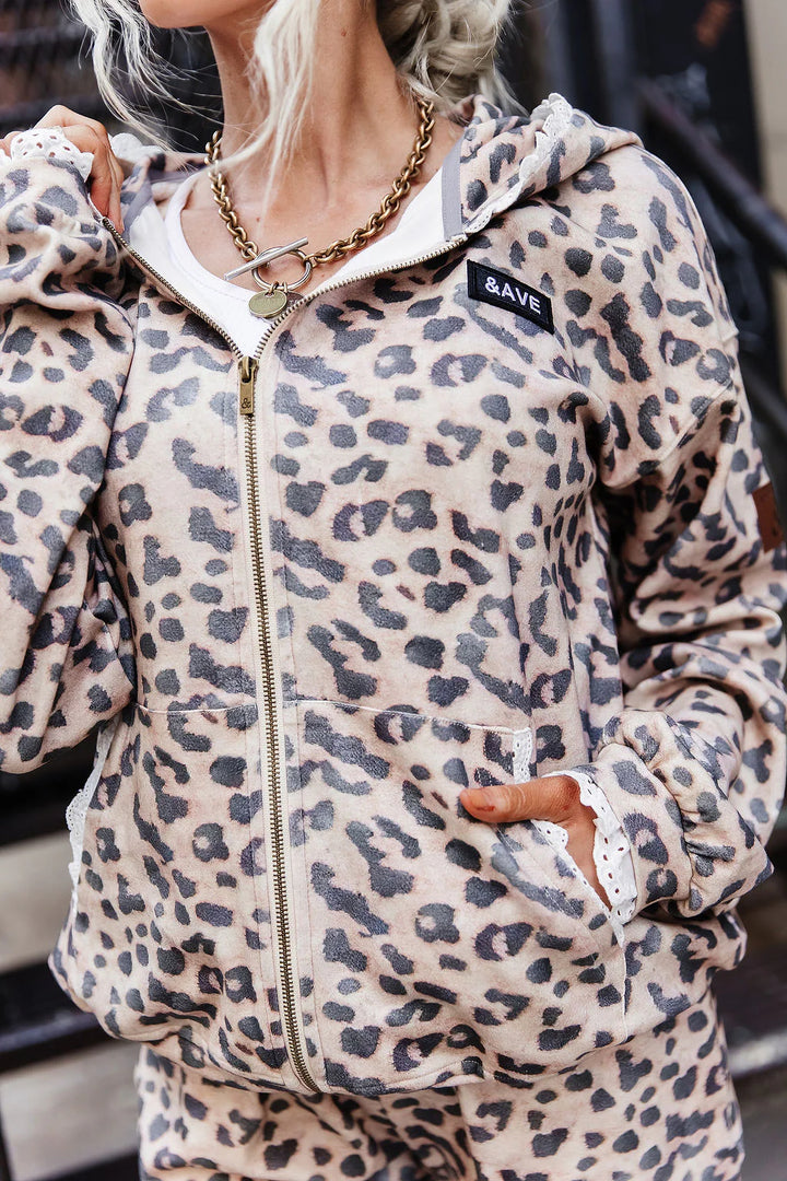 PREORDER  Ampersand Ave | University FullZip | Leopard Lace - ETA AUGUST