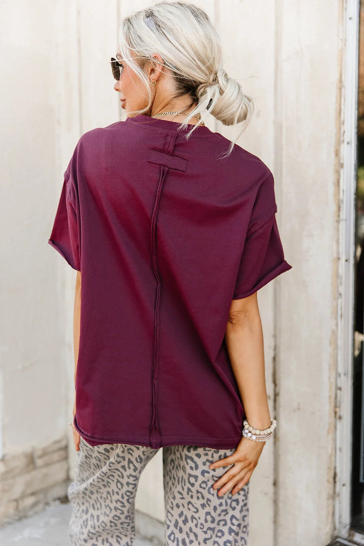 PREORDER  Ampersand Ave | Boyfriend Tee | Merlot - ETA MID DEC