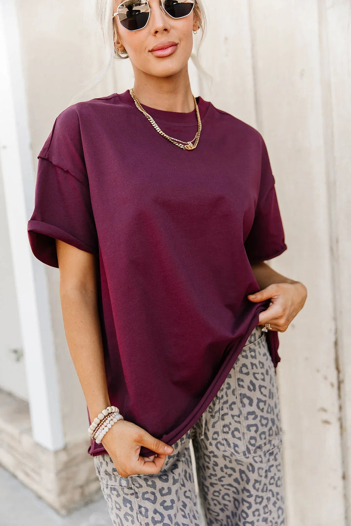 PREORDER  Ampersand Ave | Boyfriend Tee | Merlot - ETA MID DEC