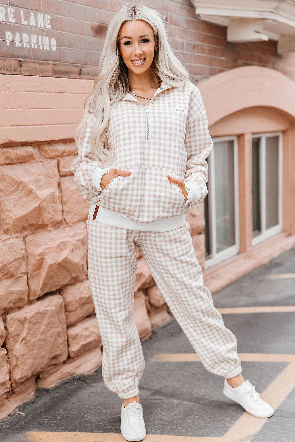PREORDER  Ampersand Ave | Comfort Zone Joggers | Gingham Lace - ETA SEPTEMBER