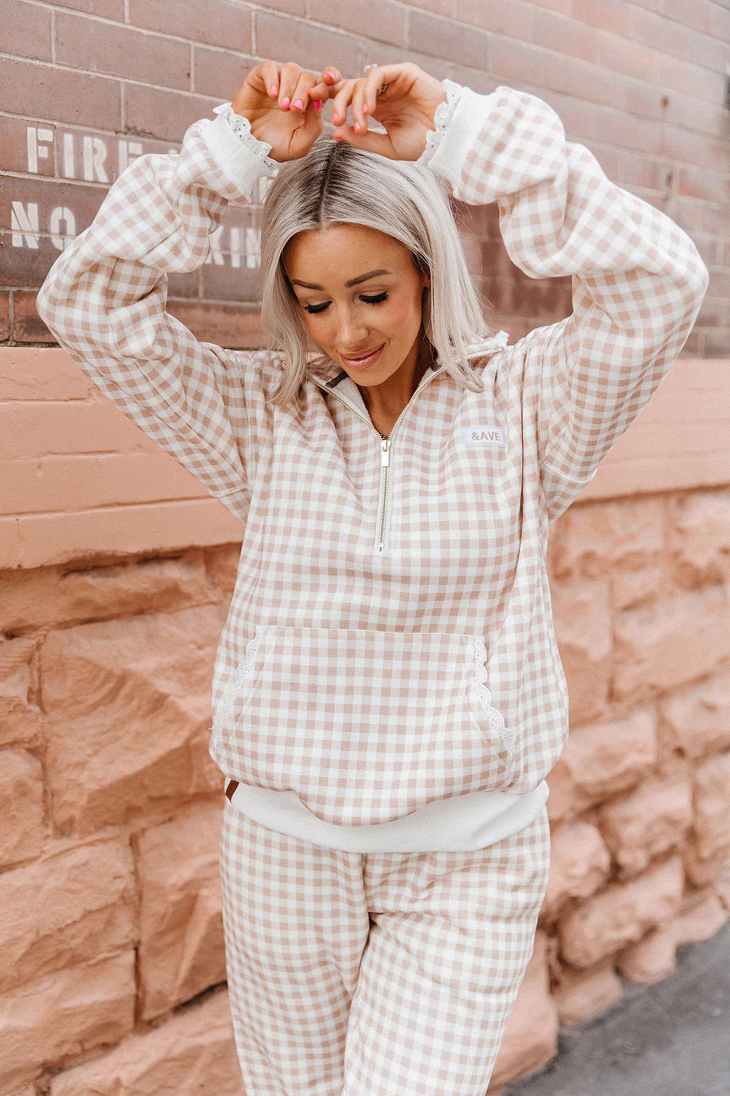 PREORDER  Ampersand Ave | Comfort Zone HalfZip | Gingham Lace - ETA SEPTEMBER