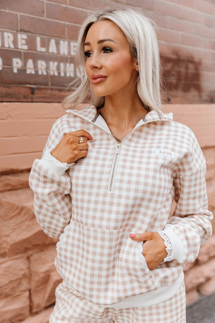 PREORDER  Ampersand Ave | Comfort Zone HalfZip | Gingham Lace - ETA SEPTEMBER