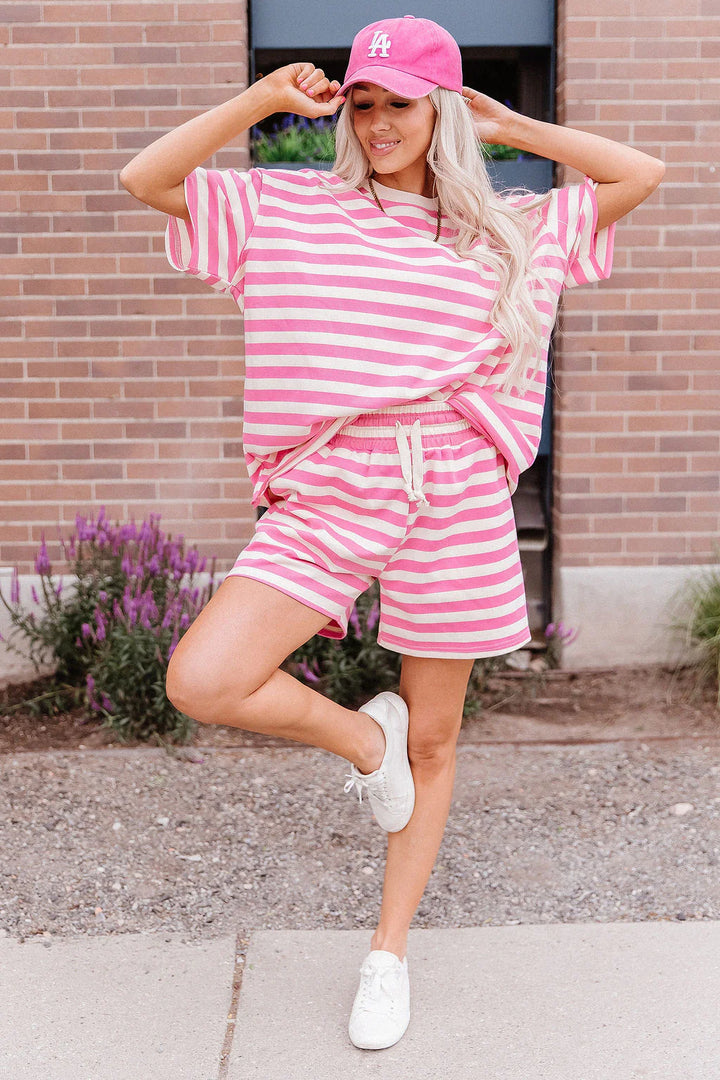 PREORDER  Ampersand Ave | Waffle Boyfriend Tee | Bubblegum Stripe - ETA EARLY AUGUST