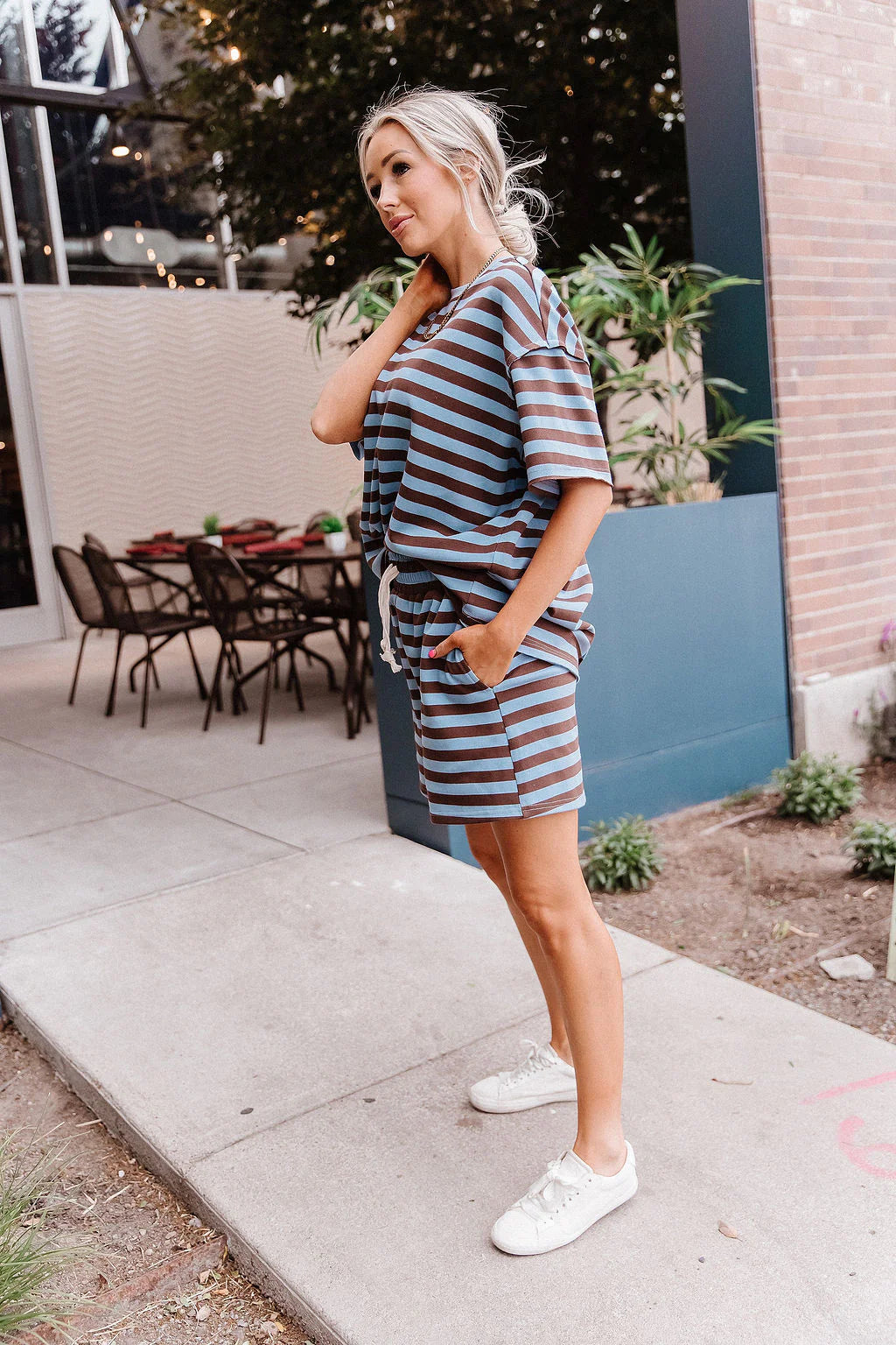 PREORDER  Ampersand Ave | 24/7 Shorts | Blueberry Stripe - ETA EARLY AUGUST